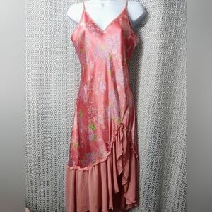 Elegant Pink Floral High Low Dress